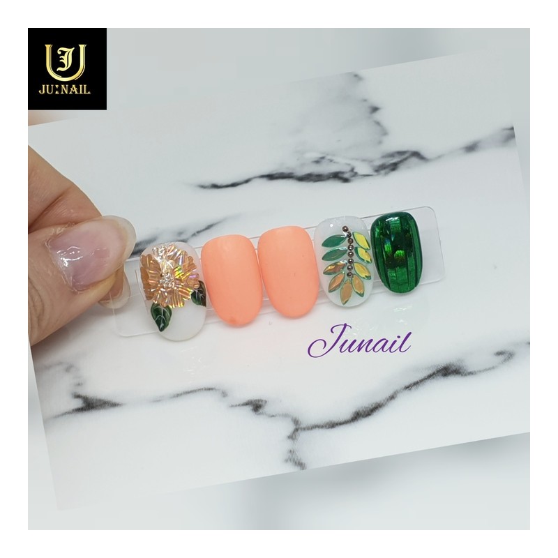 Handmade nail tips when the camellia blooms - Short Almond