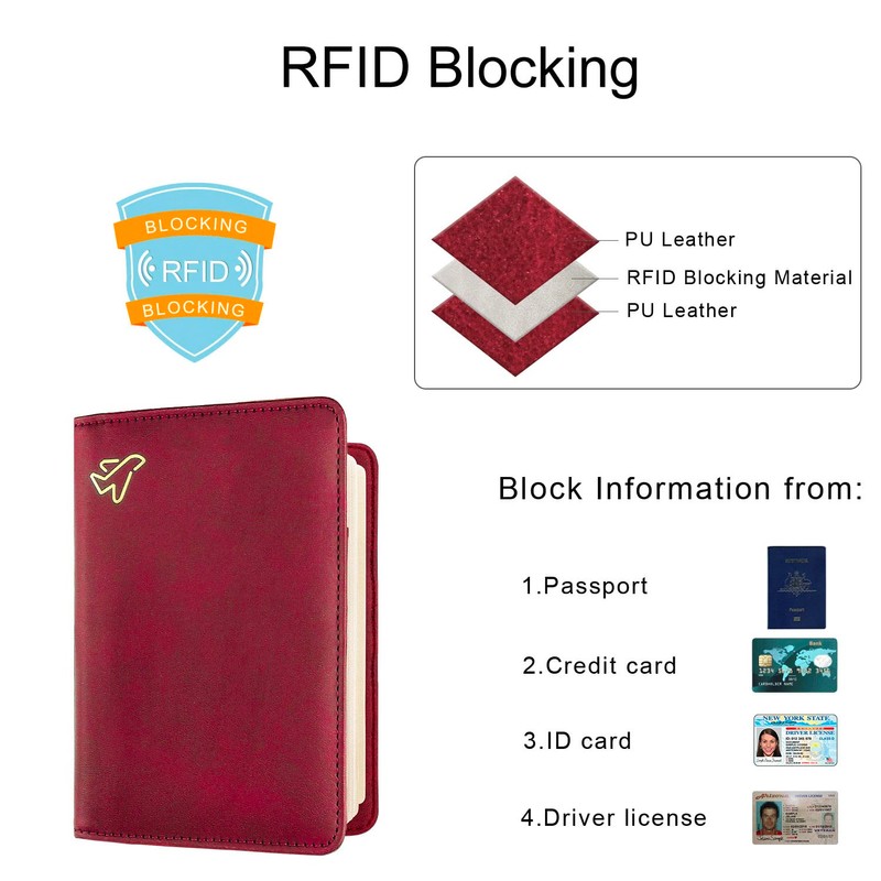 WALNEW Passport Holder Cover Wallet, RFID Blocking Leather Travel Document