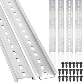 Xiatiaosann Din Rail Slotted 35mm Aluminum, 6 PCS Clamp DIN Rails, with Mounting screws, 12 Inches 30 CM Long, 35mm Wide, 7.5mm High for Terminal Block Relay