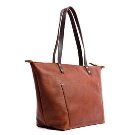 Portland Leather Goods Large Zipper Tote Bag – Handmade from from the Finest Full-Grain Hides – Features Interior & Exterior Pockets, Key Loop & a Durable Unlined Interior – Nutmeg