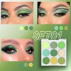 9-Color Shimmer & Matte Green Eyeshadow Palette – Highly Pigmented