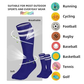 3 Pairs Knee High Soccer Sport Athletic Team Kneel Socks Suitable for Daily Running(AU, Age, 8 Years, bule)