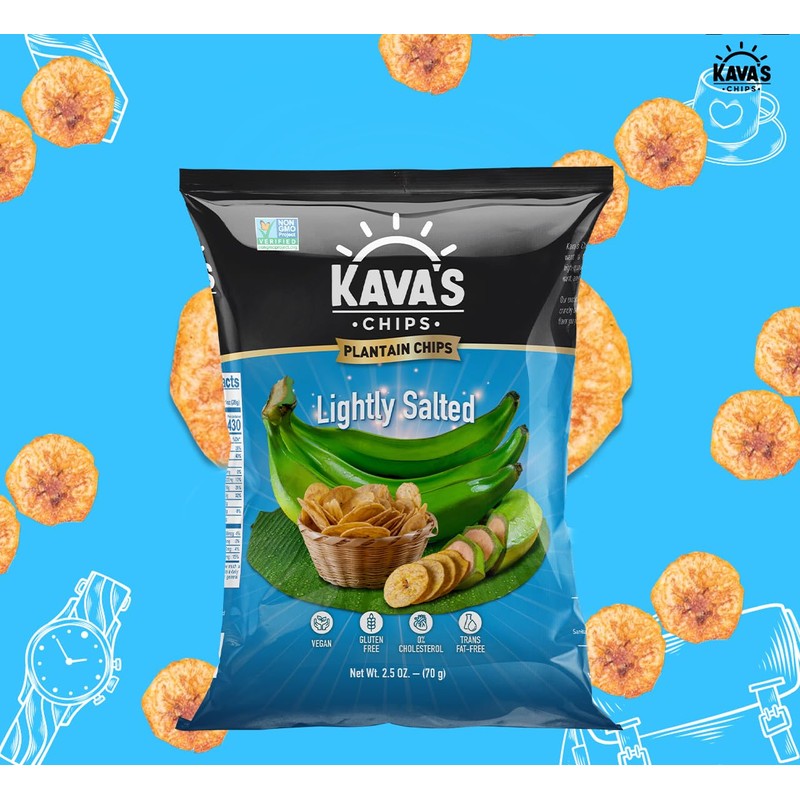 Kava's Plantain Chips, Lightly Salted Chips - 24 Packs Vegan