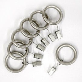 Curtain Clip Rings Set of 7, Fits up to 1 inch Curtain Rod, Brushed Nickel – Additional Color Available - Heavy-Duty Clips, Curtain Hangers, Drapery, Curtain Rings, Easy Hanging, Home, Bedroom, Office