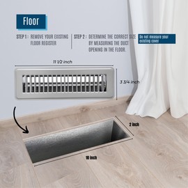 [3 Pack] Fits 2x10 and 10x2 Duct Opening | Floor Register with Louvered Design by Handua | Heavy Duty Walkable Design with Damper | Floor Vent Grille | Easy to Adjust Air Supply Lever | Gray