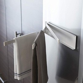 Foldable magnetic 3-tier towel rack - White / 접이식 마그넷 3단 수건걸이 - 화이트