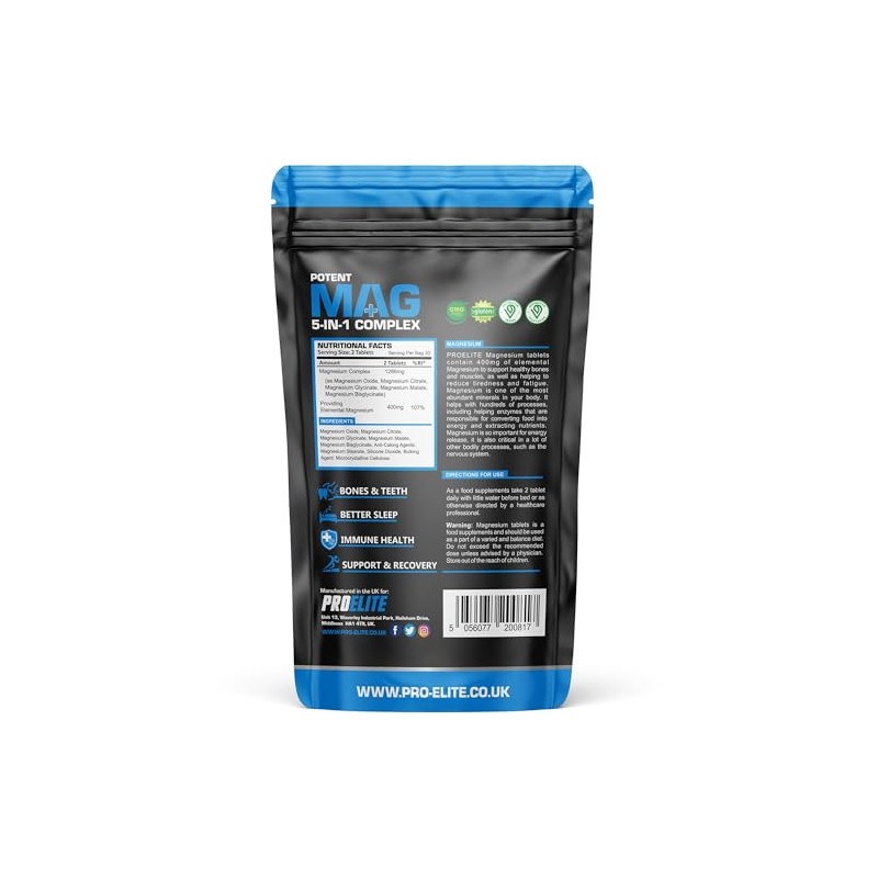 Magnesium Glycinate 5-in-1 Complex 1286mg - 400mg Elemental Per Serving