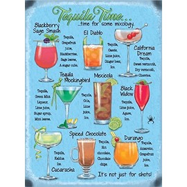 New 15x20cm Tequila Time cocktail recipe metal advertising wall sig