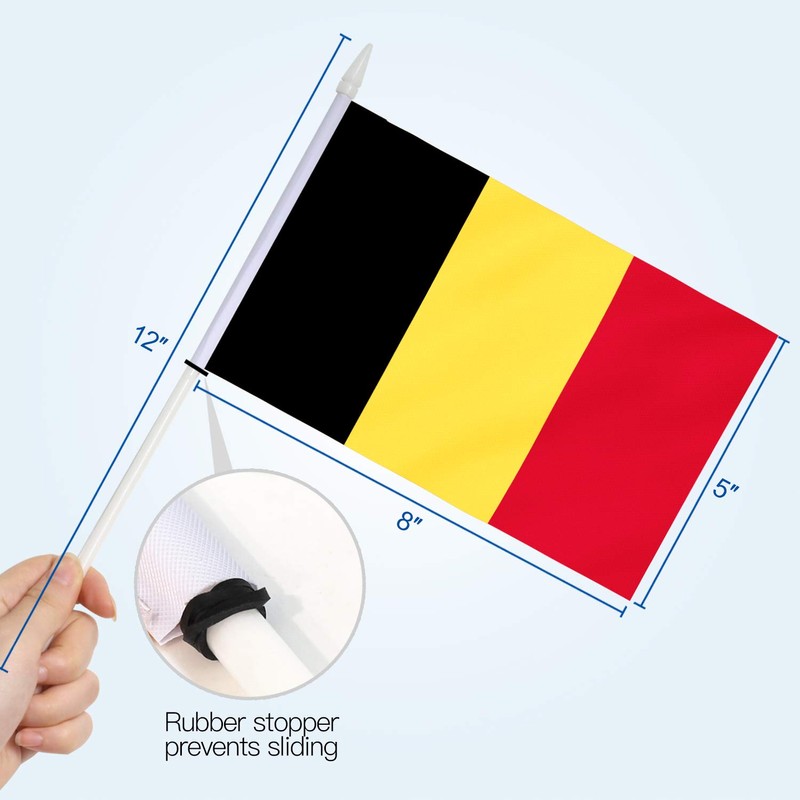 Anley Belgium Mini Flag 12 Pack - Hand Held Small