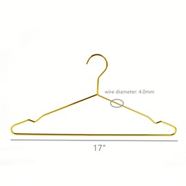 Better to U 17 Inch Gold Metal Hanger Adult Clothes 36 Pack, 4.0mm Heavy Duty Shirt Blouse Hanger for Coat Suit Bridal Boutique, Space Saving Slim Wire Hanger for Camisole Trousers Wedding Dress