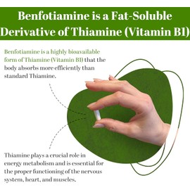 PUREFULLY Benfotiamine Vitamin B1/Thiamine 100mg, 120 Capsules - High Absorption Energy Support - Gluten Free, Non-GMO, Made in Canada