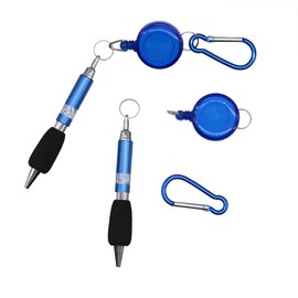 3-in-1 Handy Retractable Badge Reel Pen Belt Clip Keychain Carabinerm With Retractable Pen (Set of 6)
