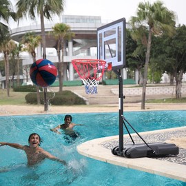 Lyneaca Portable Movable Swimming Pool PVC Transparent Backboard Basketball Stand