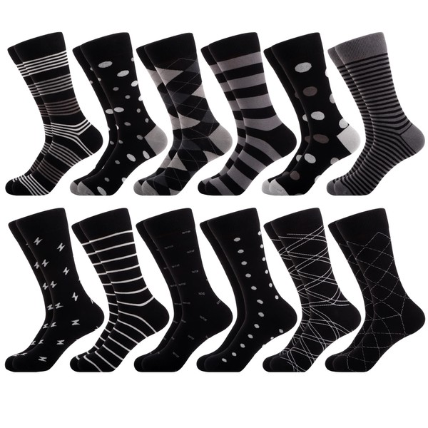WeciBor Men's Seamless Combed Cotton Dress Formal Socks, 12 Pack