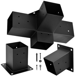 Pergola Bracket, 15° Slanted Roof Wall Mount Pergola Extension Bracket Kit, Raised Wood Shelving for 4"x4" (Inner Dimensions: 3.5"x3.5") - Set 3