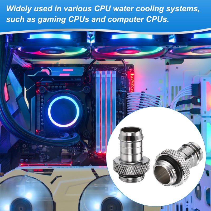 sourcing map 4pcs Water Cooling Barb Fitting G1/4" Thread 9.5mm