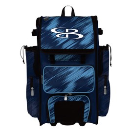 Boombah Rolling Superpack 2.0 Scratch Baseball/Softball Gear Bag - 23-1/2" x 13-1/2" x 9-1/2" - Navy/Columbia - Telescopic Handle - Holds 4 Bats - Wheeled Version