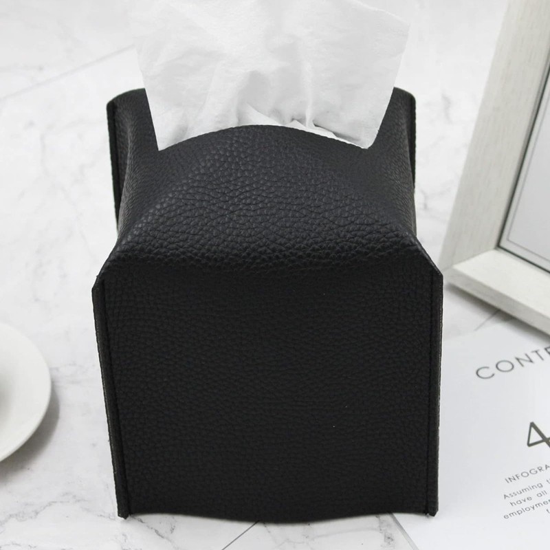 Tissue Holder White Tissue Box Cover, Square Decorative PU Leather