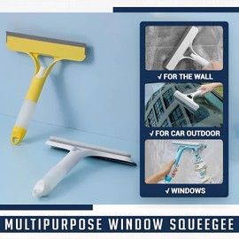 3 in 1 Window Cleaning Scraper, Squeegee for Window Cleaning with Spray, for Shower Glass, Mirrors, Car, Home Window Cleaner Tool (White)