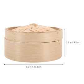 FELTECHELECTR 2pcs 8 Lotus Leaf Rice Steamers Bao Dim Sum Dumpling Steamer Basket Vegetable Steamer Pot Bamboo Steamer Food Cooking Tools with Cover Chinese Style Wooden The