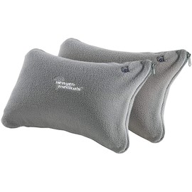 Newgen Medicals Camping Pillow: 2 Inflatable Neck and Travel Pillows with Fleece Cover, Dark Grey (Inflatable Pillow, Travel Pillow, Inflatable Pad)