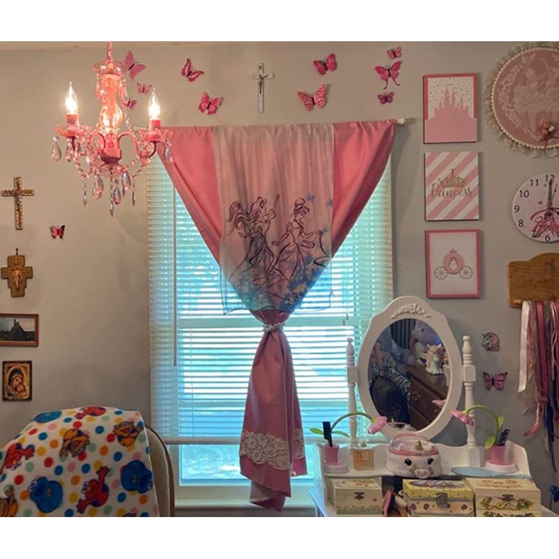 The Original Gypsy 3-Light Plug-in Crystal Swag Chandelier, Pink