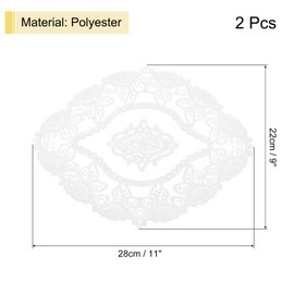 sourcing map 2Pcs Retro Lace Placemats, French Crochet Doilies Oval Embroidered Hollow Cup Vase Table Mat for Dining Table Kitchen Party 11x9inch, White
