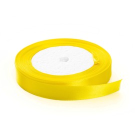 Cinta de tela de satén de color sólido para manualidades, envoltura de regalo, lazo para el pelo, decoración de bodas, Amarillo, 3/4" x 25 yards, 1