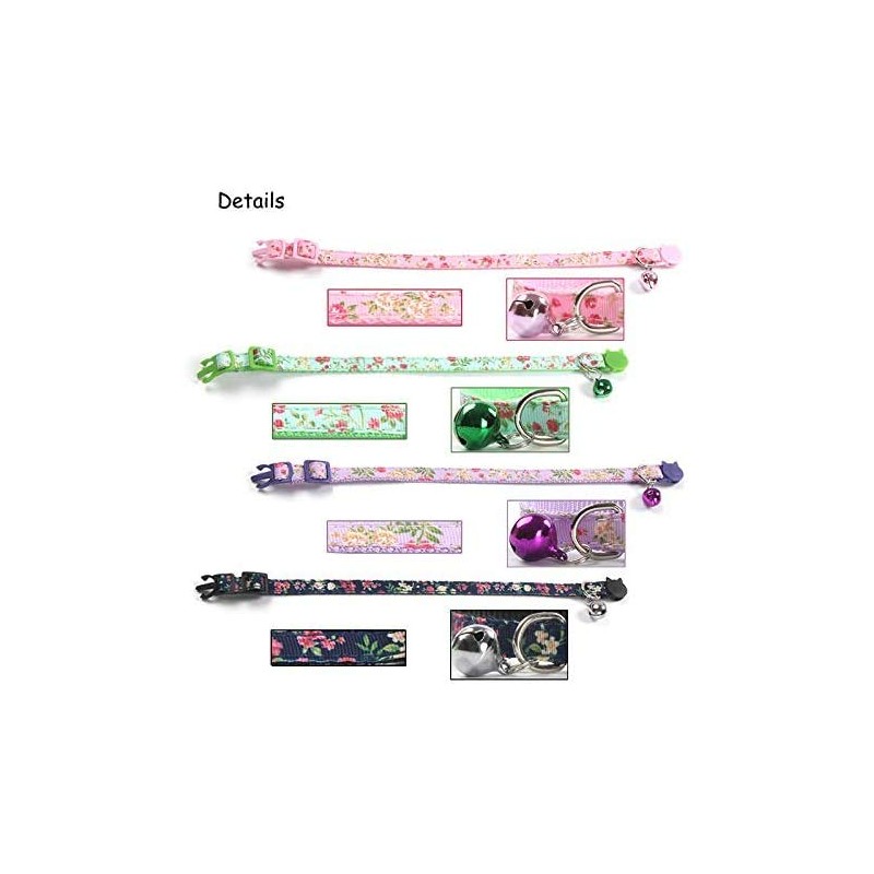 CHUKCHI 4 Pcs Cat Collars Safety Quick Release with Bell-Adjustable