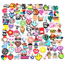 Doblopup Focal Beads for Pens, 100pcs Silicone Focal Beads Bulk with Teacher Sports Food Animal Autism Fruit Theme, Mix Silicone Beads Kits for Kids Pens Keychain Jewelry Making Bracelet