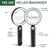 Magnifying Glass with Light, 10X 30X Handheld Real Glass Magnifier
