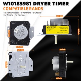 WGD4815EW2 WGD4800XQ4 WGD4800BQ2 WGD4815EW0 WGD5200VQ1 WPW10185981 Dryer Timer Fit for Whirlpool Dryer Timer Replacement for Kenmore Dryer Parts for Whirlpool Dyrer Timers AP6016540 EAP11749830