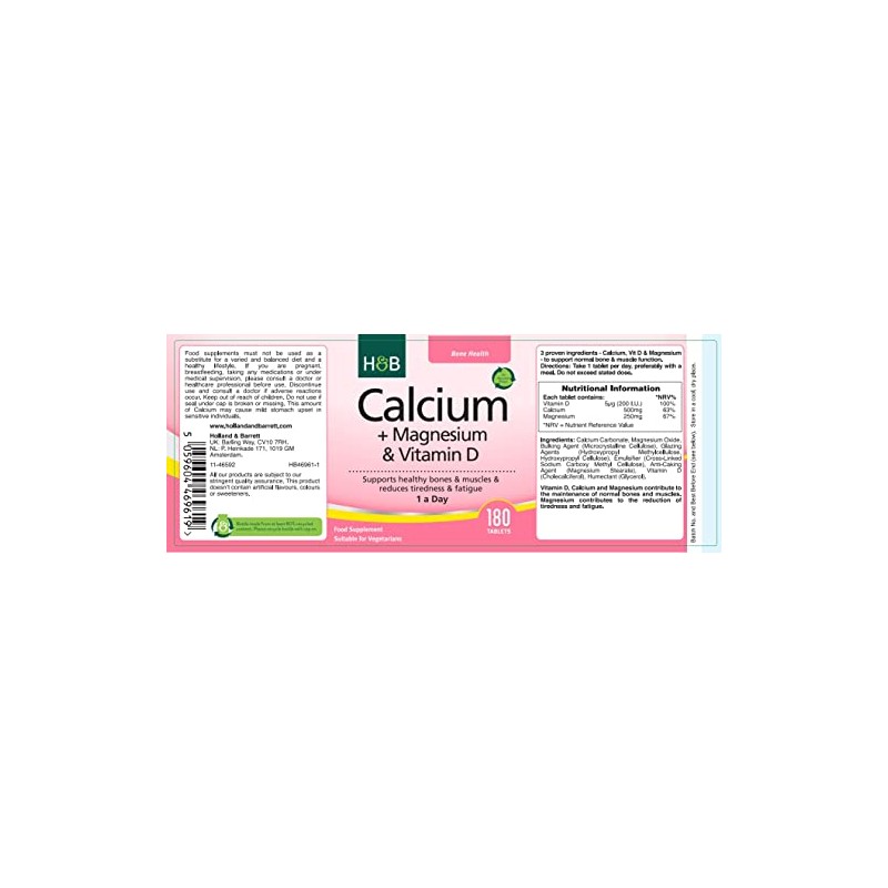 Holland & Barrett Calcium + Magnesium & Vitamin D 180