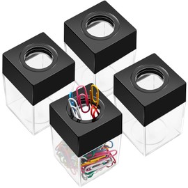Outus 4 Pieces Magnetic Paper Clip Dispenser Holder Paperclip Dispenser for Desk, School, Office(Black)