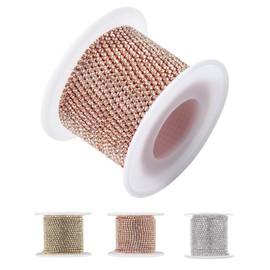 Mr. Pen- Crystal Rhinestone Close Chain, 1 Roll 11 Yards, 2mm Rhinestones, Rose Gold Rhinestones for Crafts, Rhinestone Chain for Crafts, Roll of Rhinestones for Crafts, Crystal Rhinestone Chain Trim