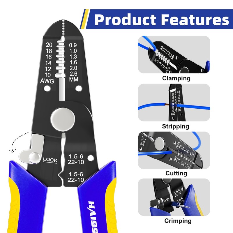 haisstronica Wire Stripper Tools Set for DIY,10-20AWG,3 Pack Manual Wire