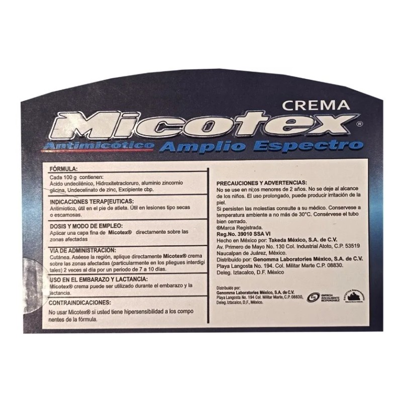 Micotex Crema Para Pie De Atleta 40gr Neutra