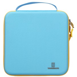 Tourmate Storage Case Compatible for Bakugan Figures, BakuCores, Armored Alliance, Geogan Rising, Mini Toys Holder Bakugons Box for 25pcs with Accessories Mesh Pocket (Box Only) (Blue+Yellow)