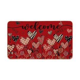 Artoid Mode Welcome Love Bowknot Valentine's Day Doormat, Home Decor Low-Profile Switch Rug Door Mat for Indoor Outdoor 17x29 Inch