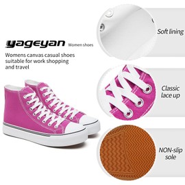 yageyan Womens High Top Canvas Sneakers Lace up Fashion Shoes for Women Casual Classic(Dark purple09.5)