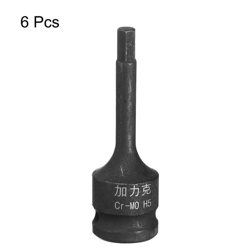 sourcing map 6 Pcs 3/8" Drive x H5(5mm) Impact Hex