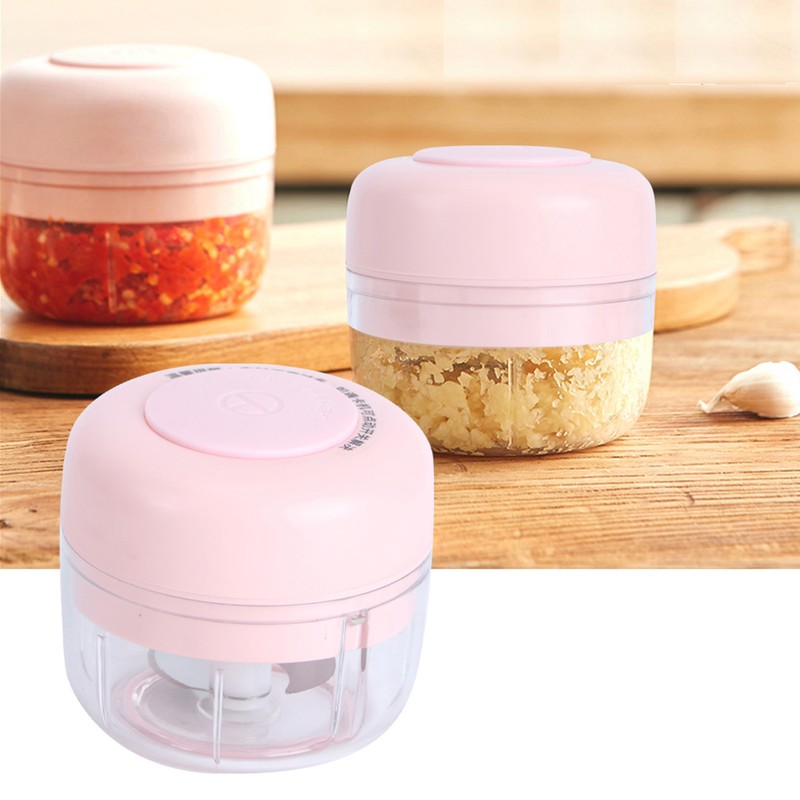 100ML Pink Garlic Grater USB Charging Electric Garlic Crusher Pressing