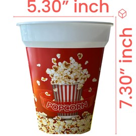 ONONEXPRESS 8 pcs RED Reusable Plastic Popcorn Containers/Popcorn Bowls Set for Movie Theater Night - Washable in the Dishwasher - (BPA Free) (RED - 8)