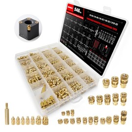 #2-56#4-40#6-32#8-32#10-32 Threaded Inserts-548 Pieces Assortment Kit+8xSoldering Tips for Heat-Set Insert,Brass Knurled Nuts for 3D Printing Components and Plastic Parts