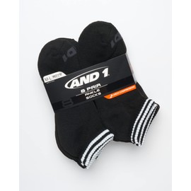 AND1 Boys' Socks - Athletic Cushion Quarter Cut Socks (8 Pack), Size Small-Medium, Solid Black
