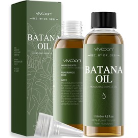 Vivccon Batana Oil for Hair Growth, 100% Pure & Natural Raw Batana Oil, Dr. Sebi Organic Oil from Honduras, Care for Hair Thickness & Scalp & Skin, 1 Bottle with 2 Caps 4.2oz | Vivccon