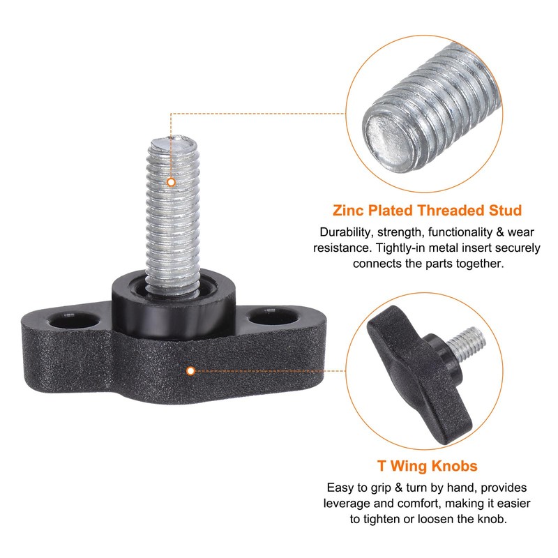 sourcing map 10pcs Tee Wing Knobs Thumb Screws M5 x