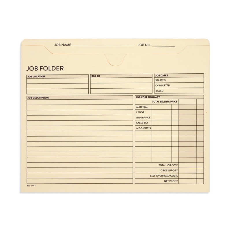 100 Blue Summit Supplies Job Folders Construction, 10 x 12
