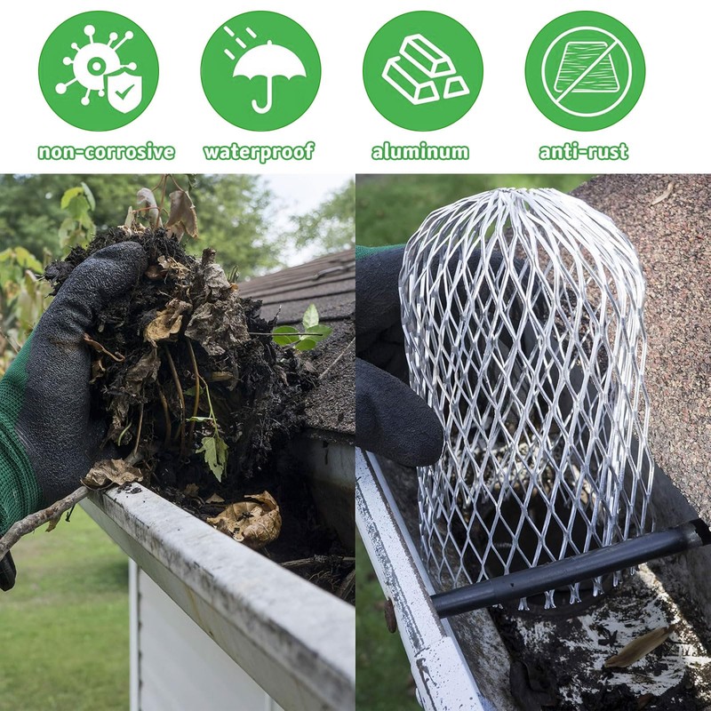 AMSGANK Downpipe Protection Gutter Protection, Set of 6 Gutter Strainers,