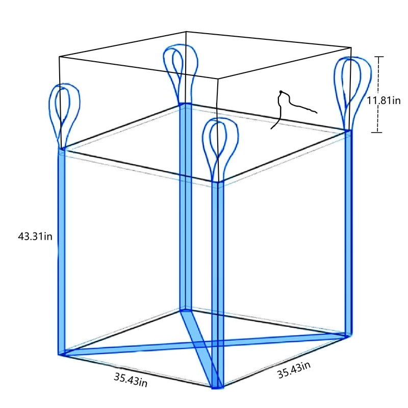 2 Pack FIBC Bulk Bag, 1.5 Ton Bag, 35"L x